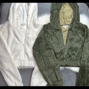 NWOT fuzzy crop hoodie bundle (2)